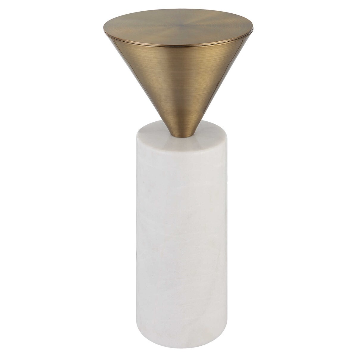 Top Hat White Marble and Brushed Brass Drink Table