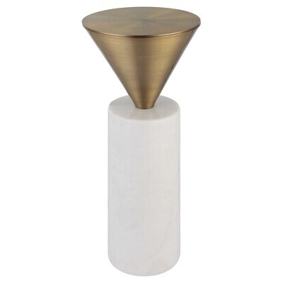 Top Hat White Marble and Brushed Brass Drink Table
