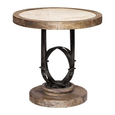 Solid Stone Wood & Iron Side Table