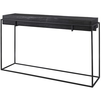 Minimalist Black Console Table with Aluminum Top