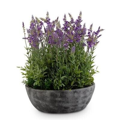 Artificial Purple Lavender Plant in Gray Bowl