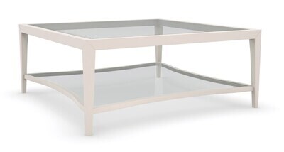 Modern Square Glass Top Cocktail Table in Pearl White