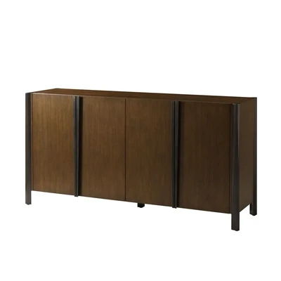 Solid Beech Wood Media Console with Brass Hardware