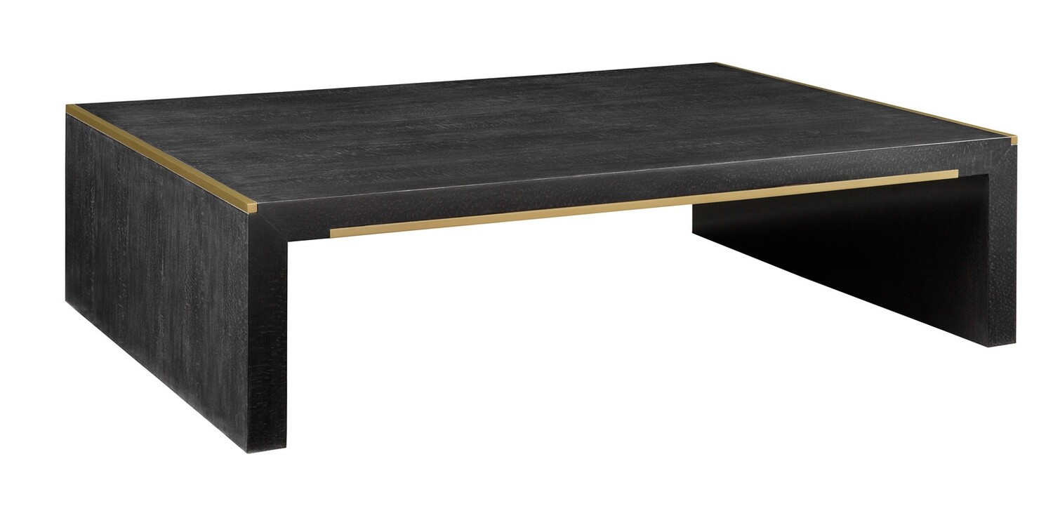 Modern Black Waterfall Cocktail Table with Gold Accent