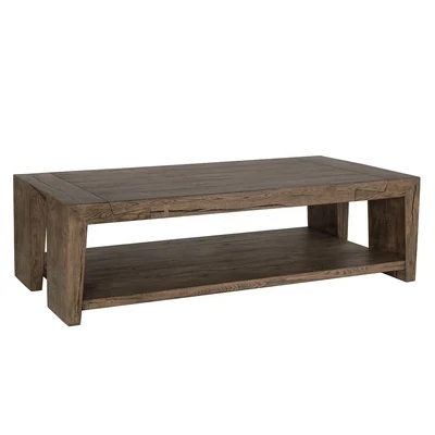 Brown Oak Wood Rectangular Coffee Table