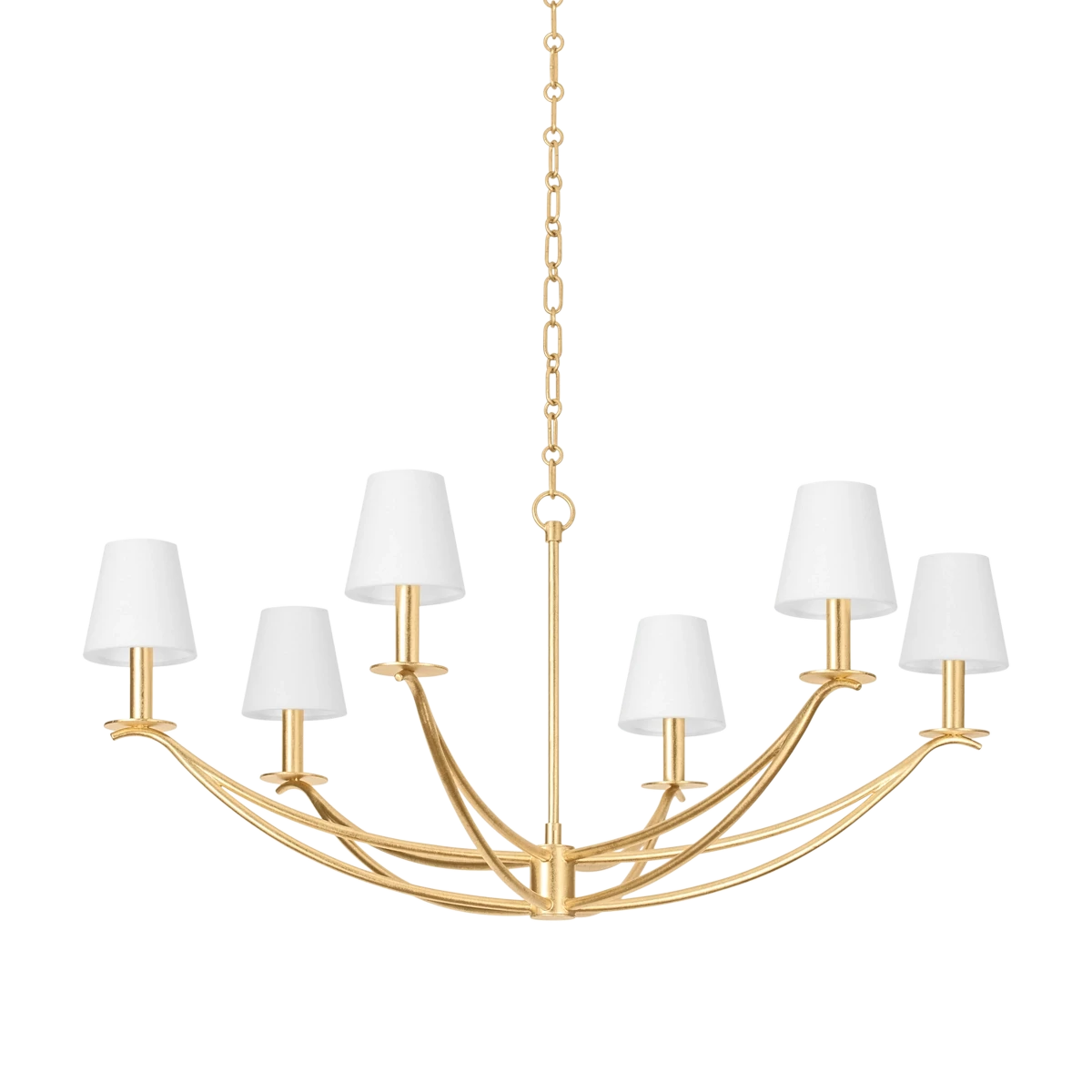 Swooping Curve Chandelier in Vintage Gold Leaf