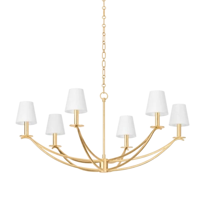 Swooping Curve Chandelier in Vintage Gold Leaf