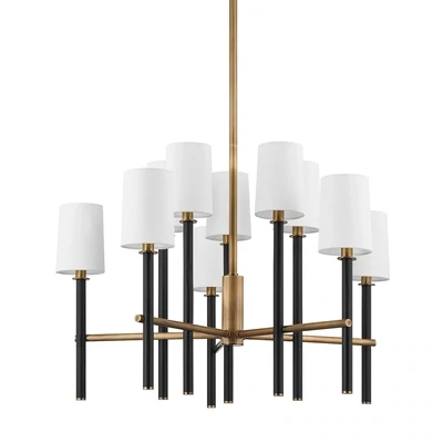 Modern Brass Arm 10-Light Tiered Chandelier
