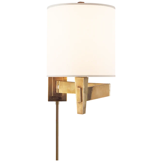 Modern Swing-Arm Wall Sconce with White Shade