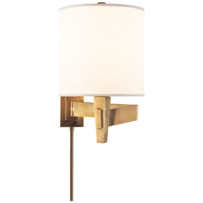 Modern Swing-Arm Wall Sconce with White Shade