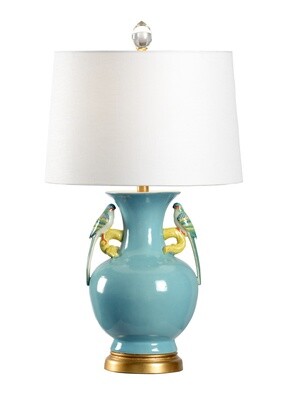 Blue Parrot Urn Table Lamp