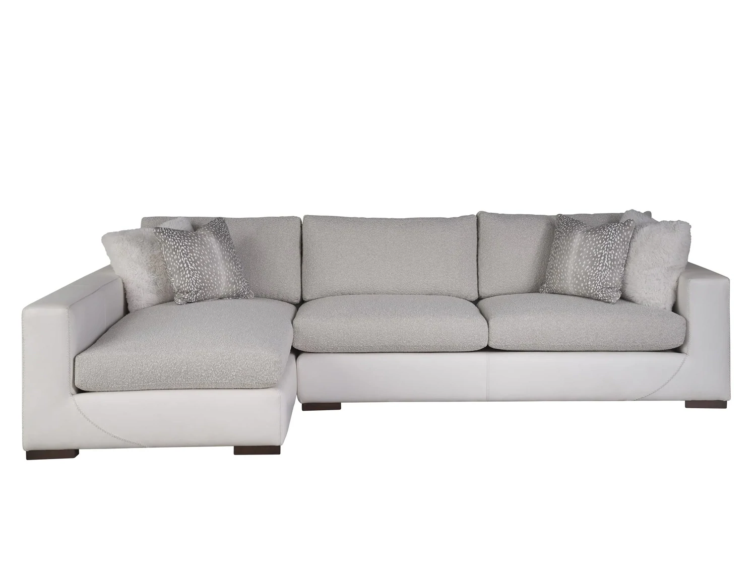 Modern 2-Piece White Leather Sectional with Chaise