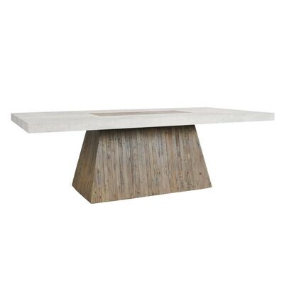 Reclaimed Pine Dining Table with White Concrete Top