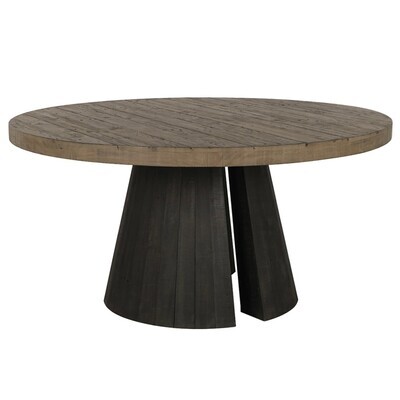 Round Reclaimed Wood Dining Table with Pedestal Base