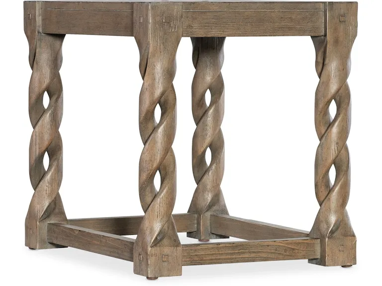 Pine Veneer End Table with Twisted Legs