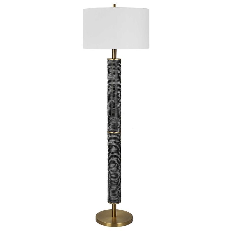 Rustic Gray-Black Carved Floor Lamp