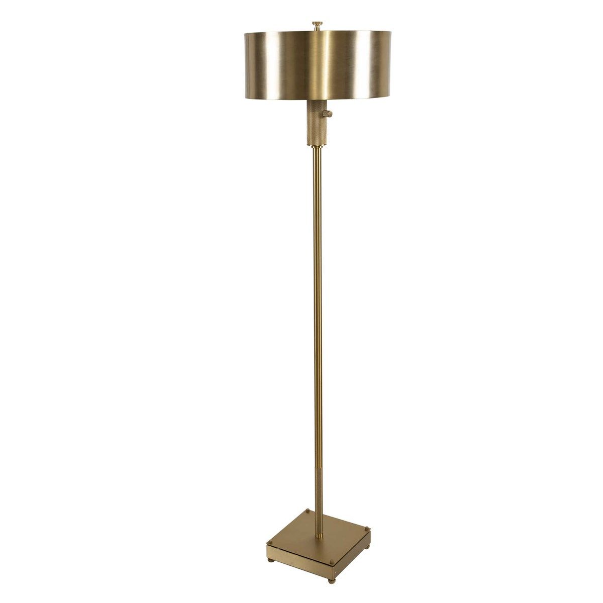 Knurl Brass Floor Lamp with Brass Shade