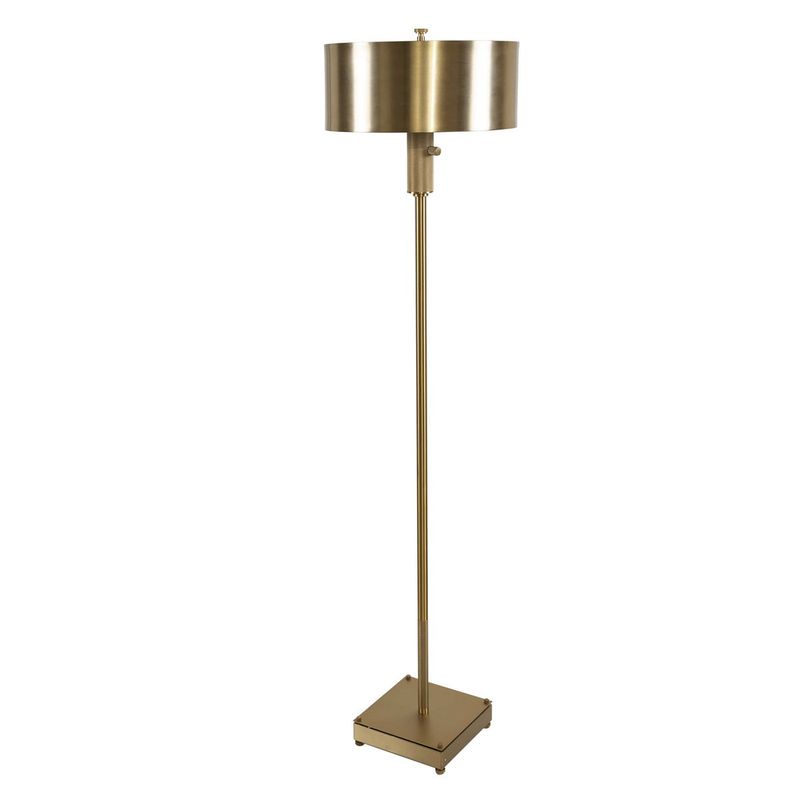 Knurl Brass Floor Lamp with Brass Shade