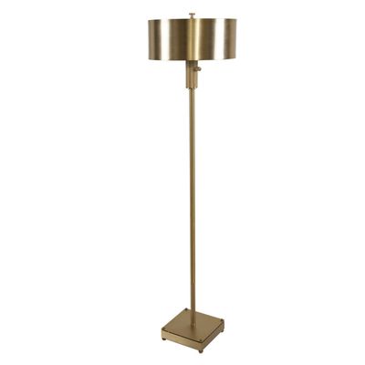 Knurl Brass Floor Lamp with Brass Shade
