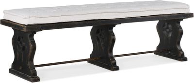 Vintage Black and Beige Tufted Bench
