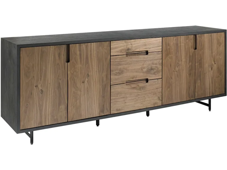 Black and Brown 4-Door 3-Drawer Entertainment Center