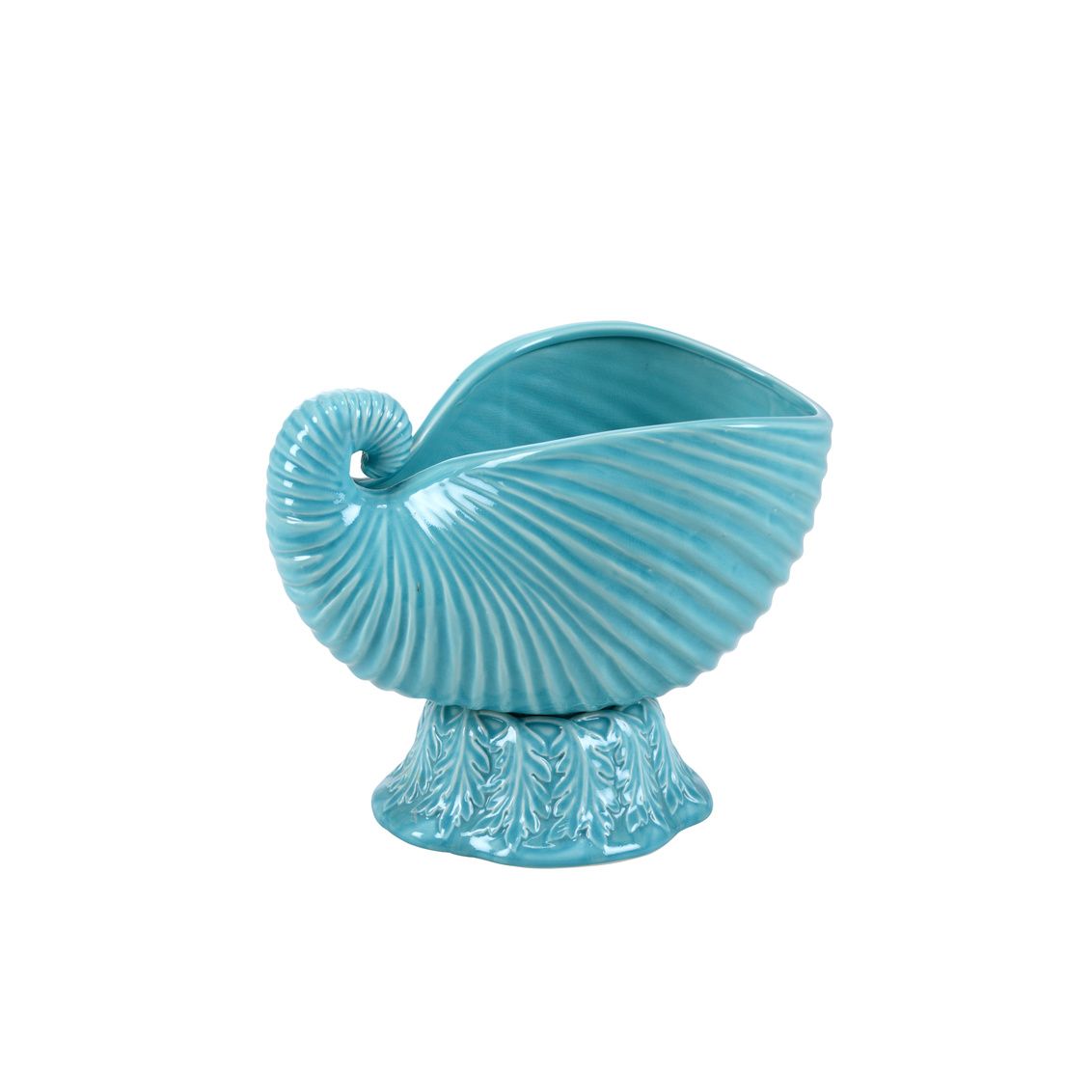 Blue Conch Shape Ceramic Footed Cachpot Planter
