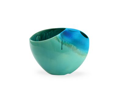 Teal Glaze Double Opening Porcelain Vase