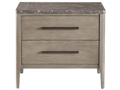 Cerused Oak Nightstand with Stone Top