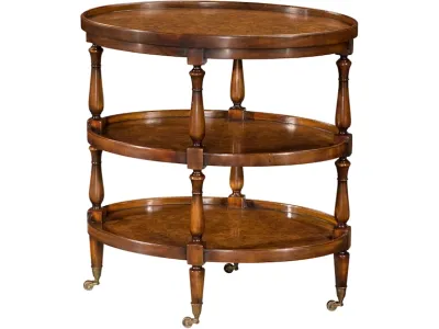 Oval Side Table with 3-Tier Storage Shelves