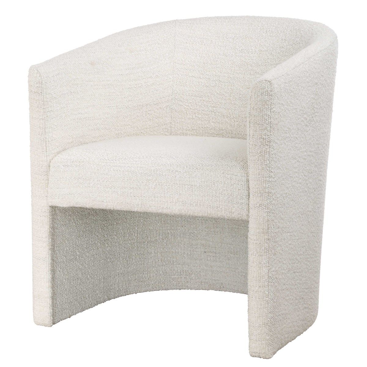 White Boucle Upholstered Dining Arm Chair