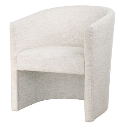 White Boucle Upholstered Dining Arm Chair