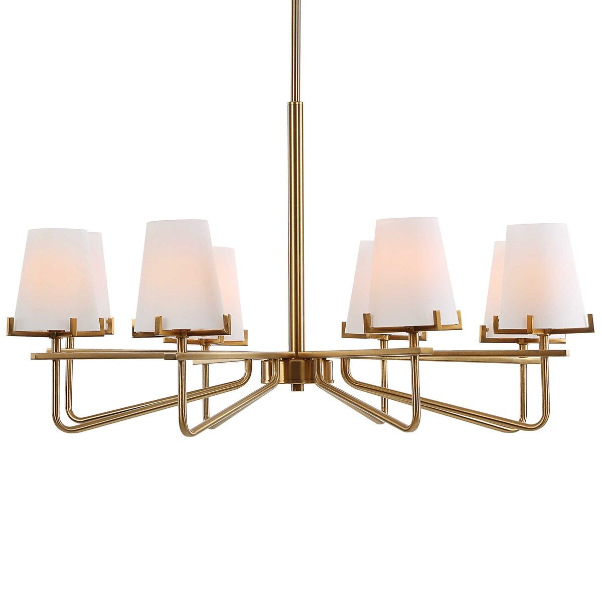 Modern 8-Light Chandelier in Warm Brass