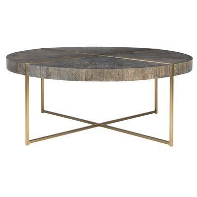 Washed Dark Walnut Round Cocktail Table