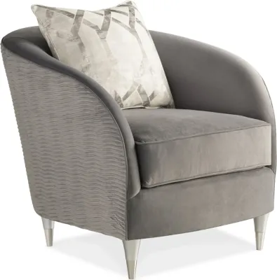 Gray Pleated Velvet Accent Chair with Silver Legs