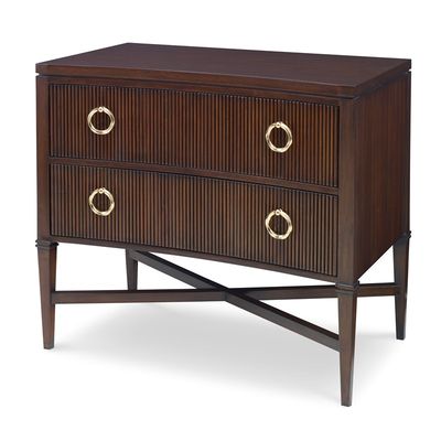 Walnut 2-Drawer Chest with Reeded Drawer Fronts
