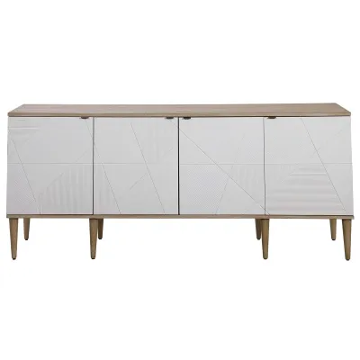 Natural Oak and White Entertainment TV Stand