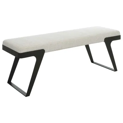 Modern Black and White Upholstered Bench