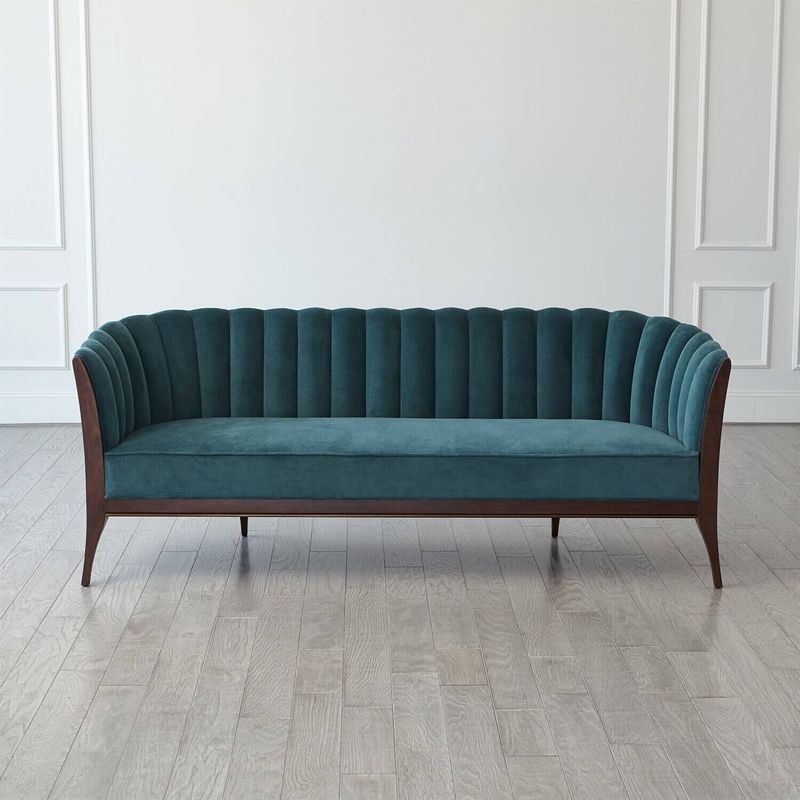 Peacock Blue Velvet Sofa