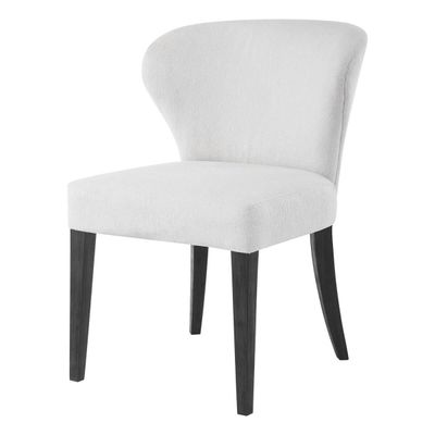White Boucle Fabric Dining Chairs - Set of 2