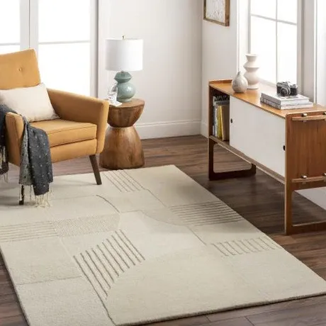 Modern Cream Plush Wool 8' x 10' Area Rug