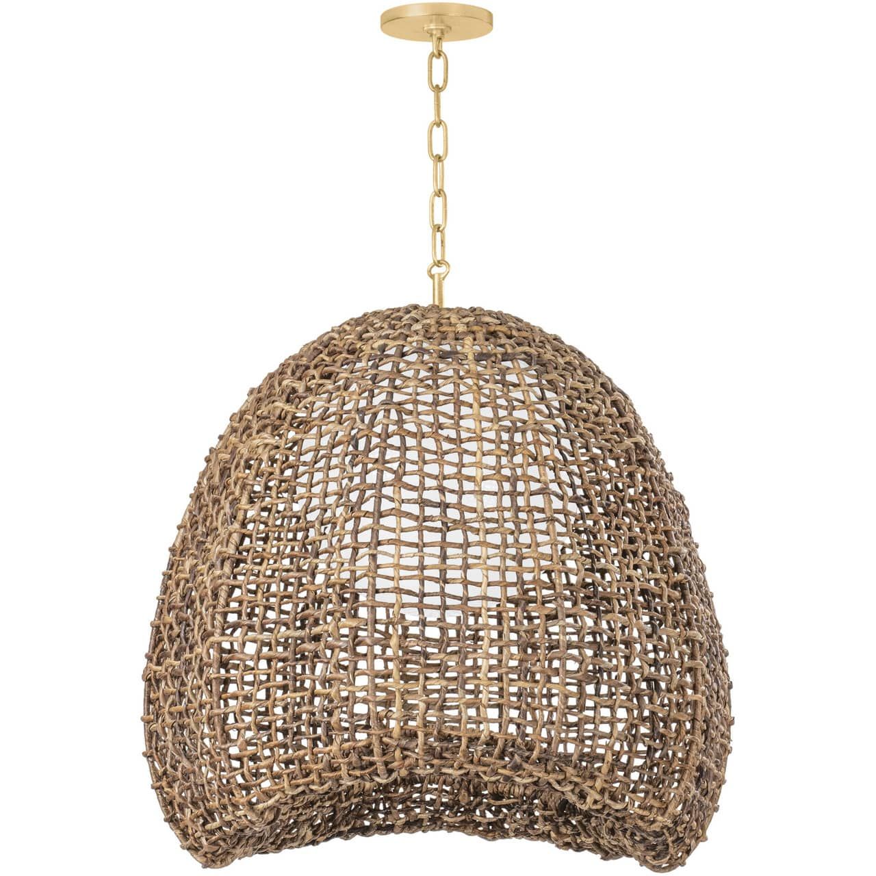 Natural Woven Basket Vintage Gold Metal Pendant