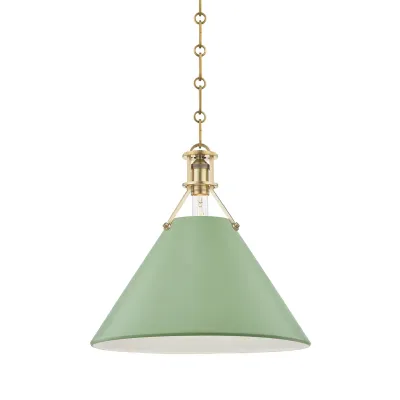 Green Painted Cone 1-Light Pendant