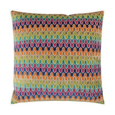 Red Green Orange Zig Zag Decorative Pillow