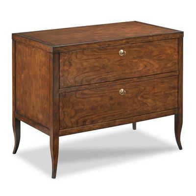 Elegant 2-Drawer Brown Hardwood Chest Nightstand