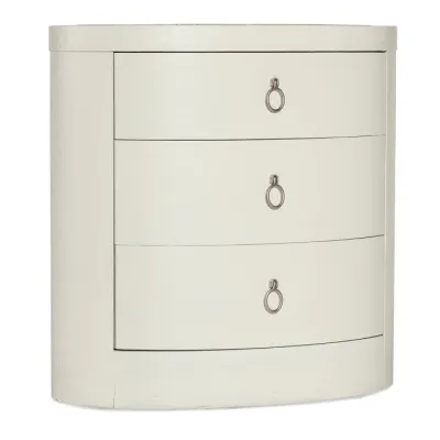 Modern White 3-Drawer Oval Nightstand Chest