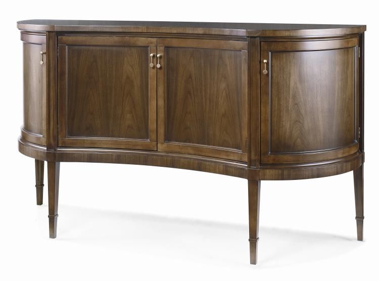Elegant 4-Door Brown Wood Curved Front Sideboard