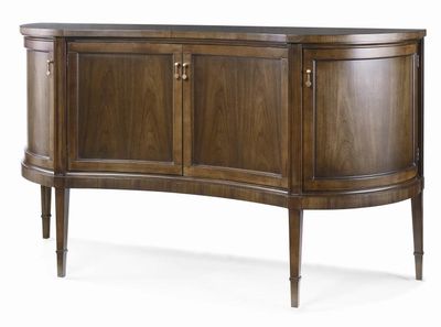 Elegant 4-Door Brown Wood Curved Front Sideboard
