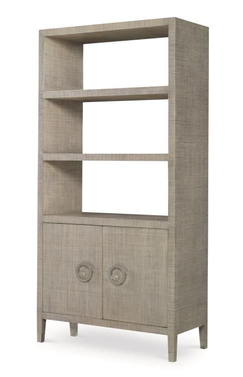 French Gray Bookcase Bookshelf with Doors
