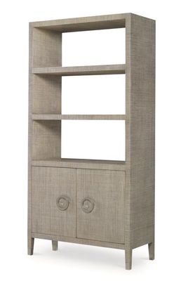 French Gray Bookcase Bookshelf with Doors