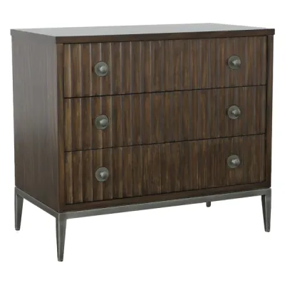 Modern Carved Front 3-Drawer Chest Nightstand